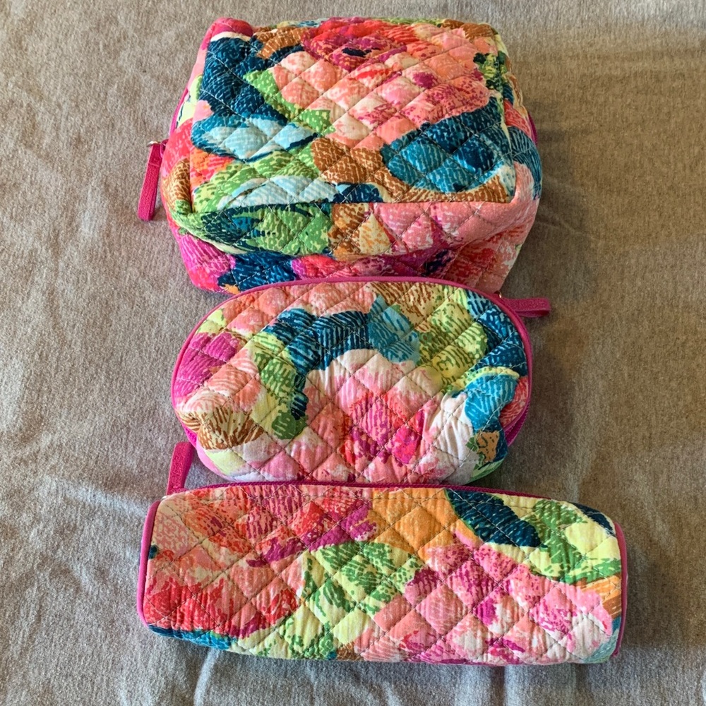 Colorful Quilted Cosmetic Bag Set